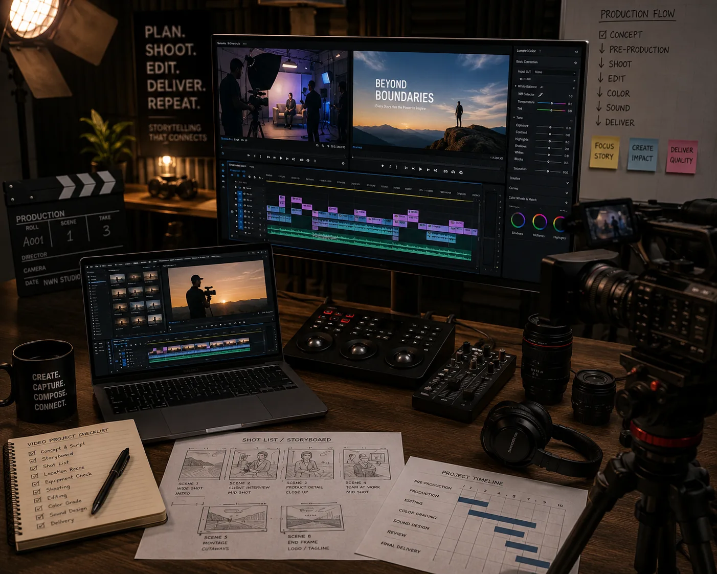 Representative video production workspace