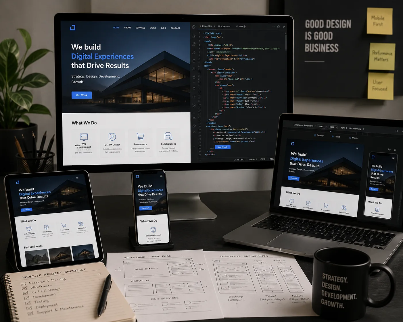 Representative web development workspace