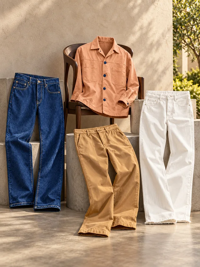 In rotation: Denim, colour and the pieces that move through the day.